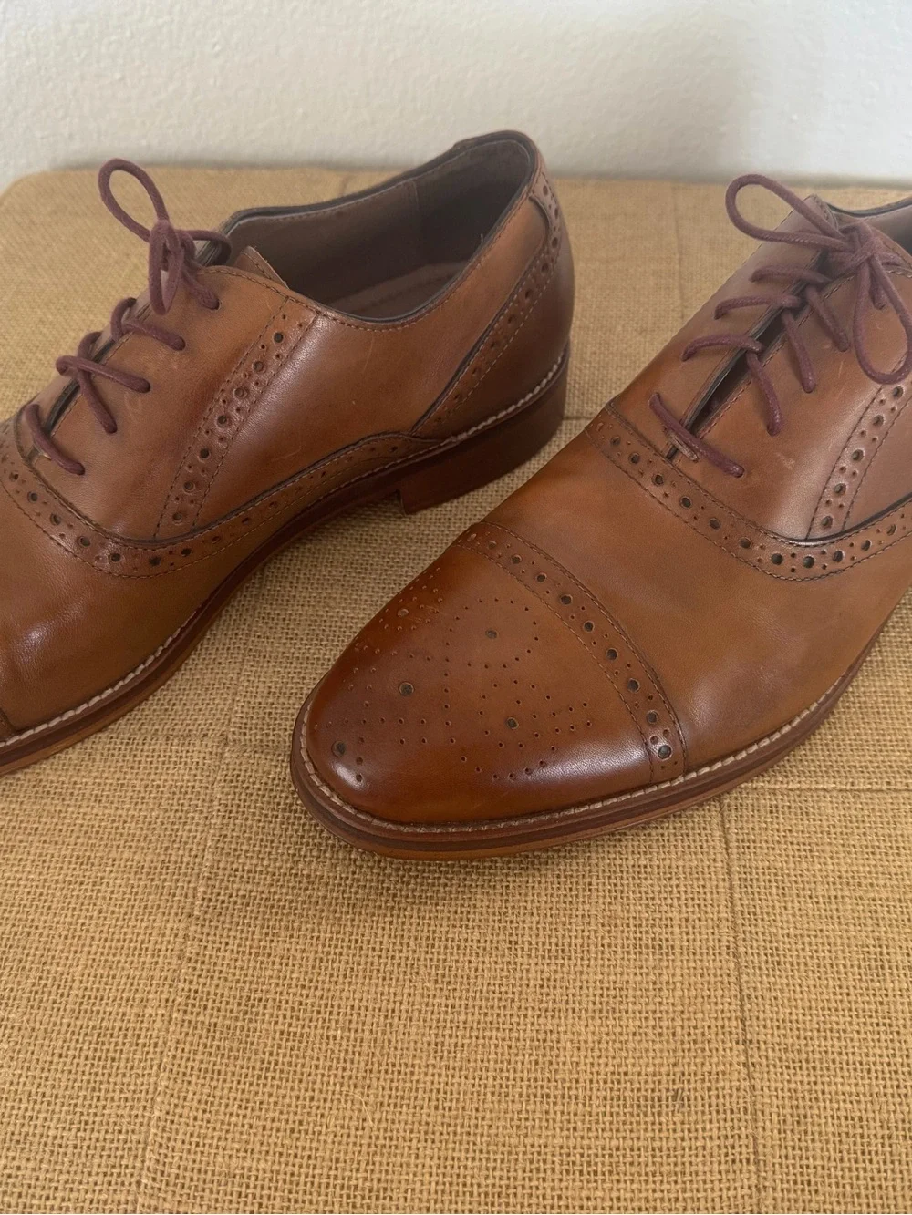 Johnston & Murphy Brown Leather Cap Toe Brogue Oxford Dress Shoes 11